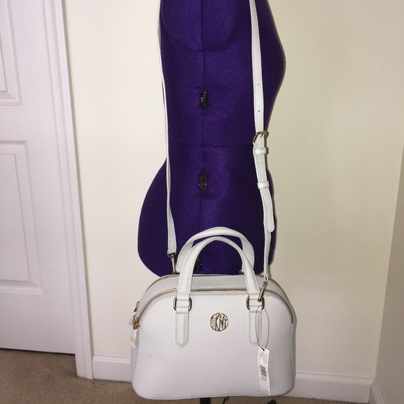 DKNY Light Gray Double Zip Crossbody Handbag NWT - Picture 3 of 15